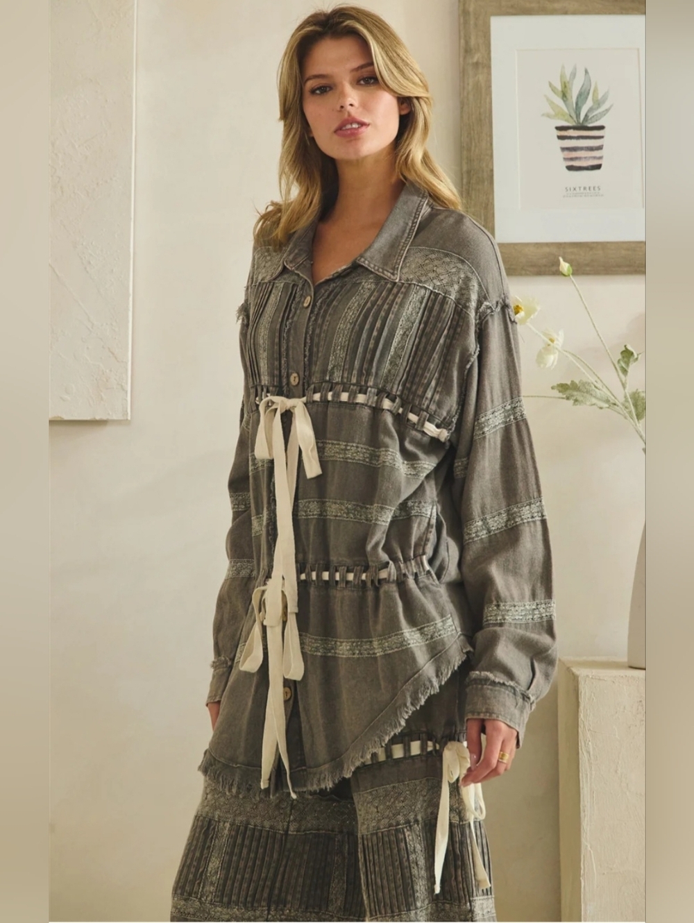#1503 Oli & Hali Charcoal Artisan Patchwork Boho Set - Picture 5 of 16